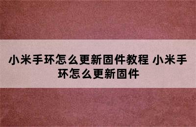 小米手环怎么更新固件教程 小米手环怎么更新固件